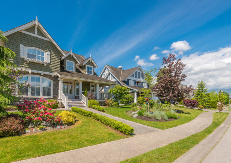 Row of family homes in a suburban neighborhood