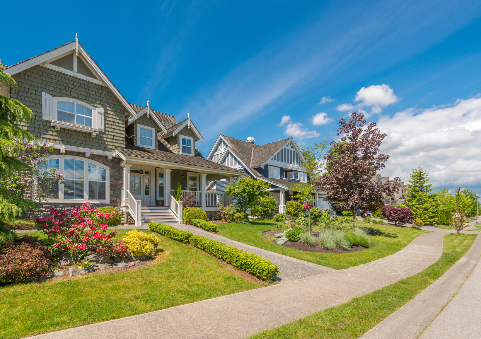 Row of family homes in a suburban neighborhood